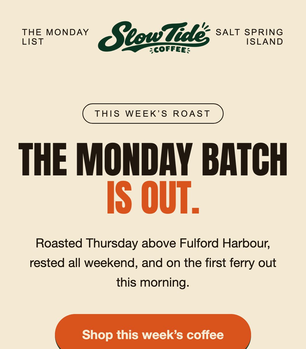 A designed Slow Tide email